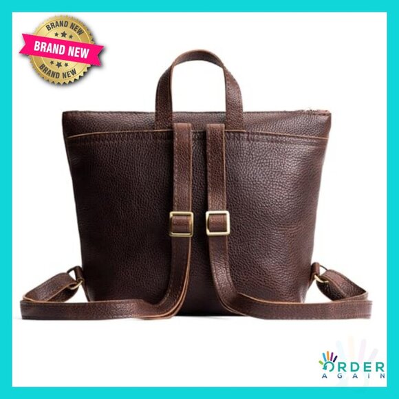Full Grain Leather Tote Backpack Zipper Closure Adjustable Straps Classic